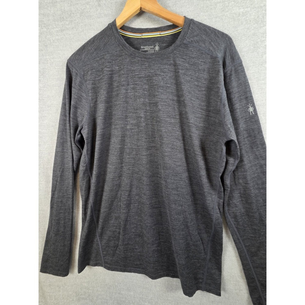 SMARTWOOL Mens L Classic Thermal Merino Base Layer Crew Charcoal Heather